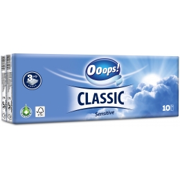 Ooops! Classic Sensitive – Papír zsebkendő (3 rétegű, 10 csomag)